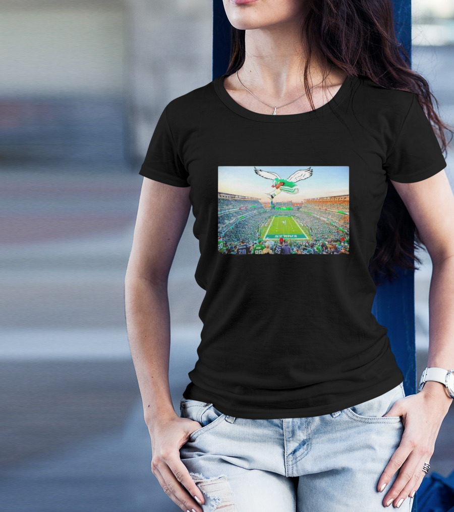 Fly Saquon Barkley Philadelphia Eagles Stadium Scene With Winged T-Shirt