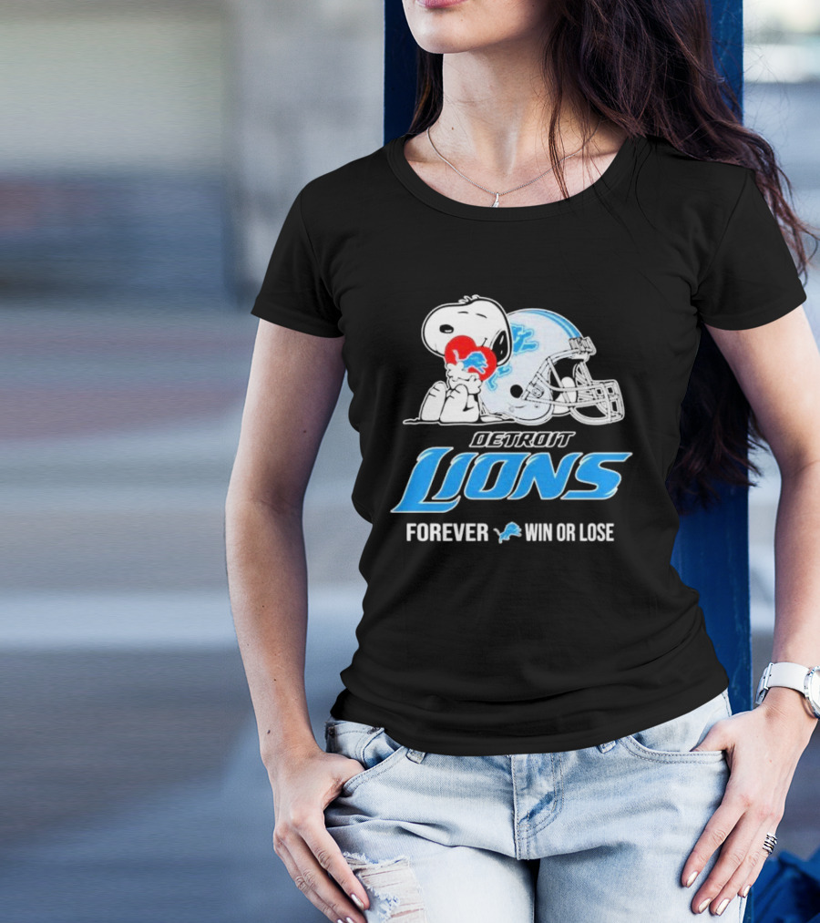 Snoopy Detroit Lions Forever Win Or Lose T-Shirt