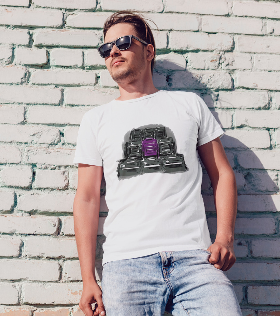 Grimace The Purple Seat Among Gray Car Seats T-Shirt