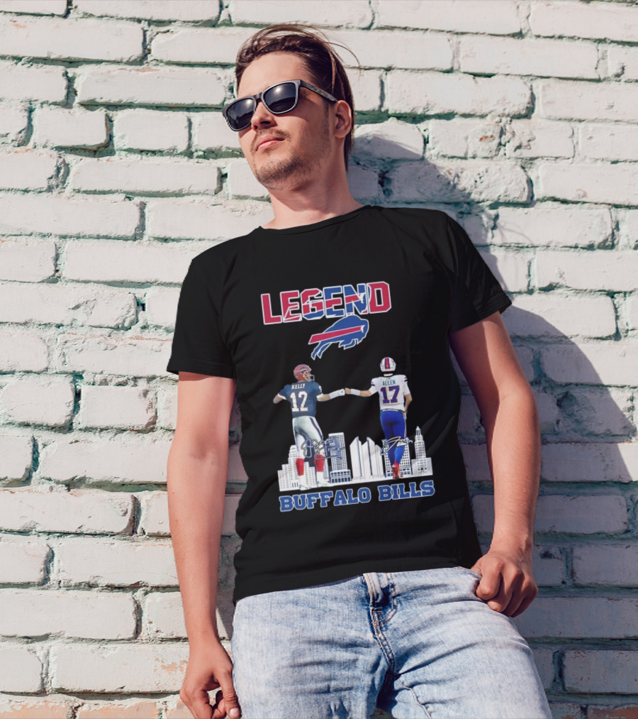 Legend Buffalo Bills Kelly 12 Allen 17 Signatures T-Shirt