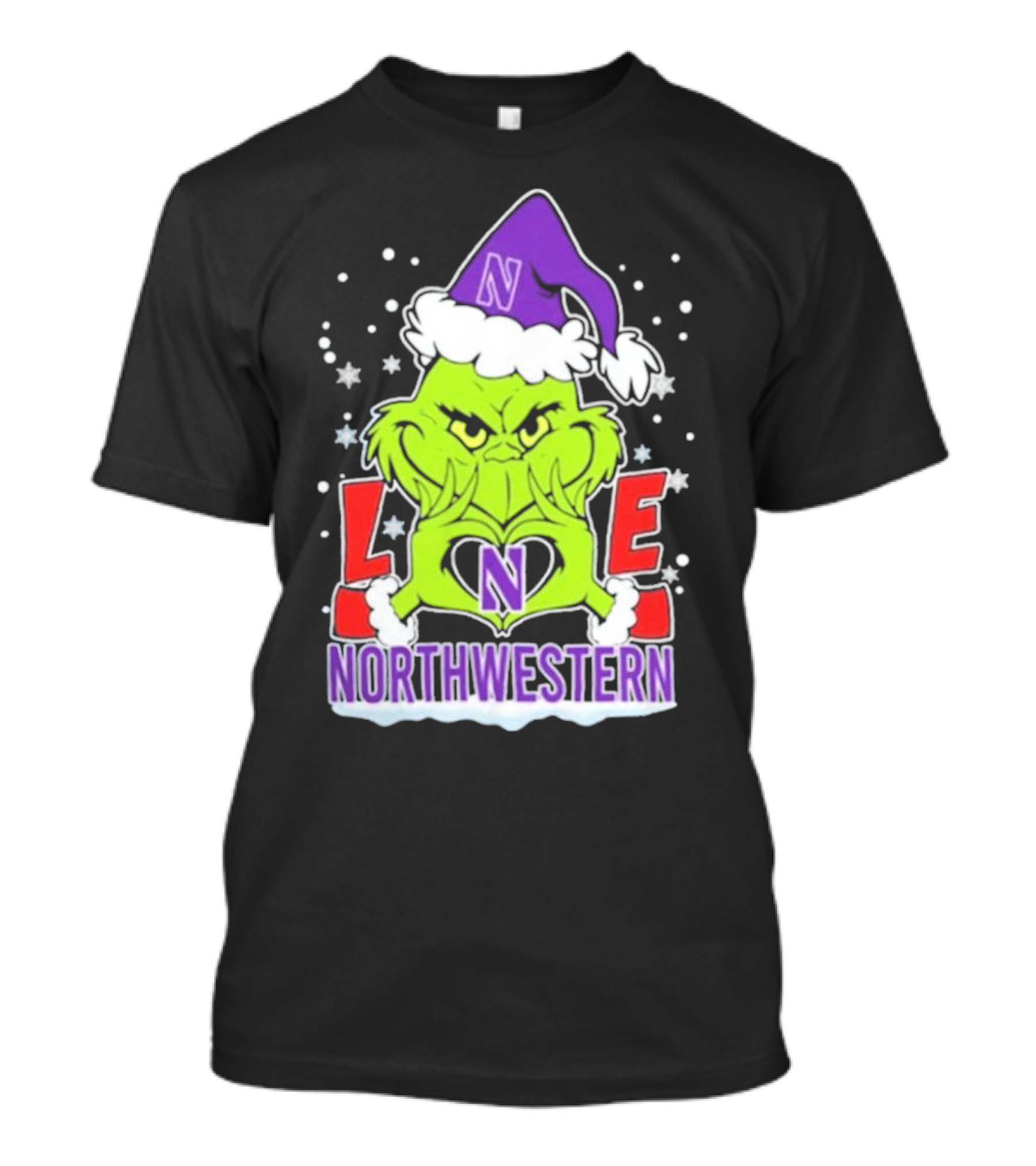 Northwestern Wildcats Grinch Love Christmas 2024 Football T-Shirt