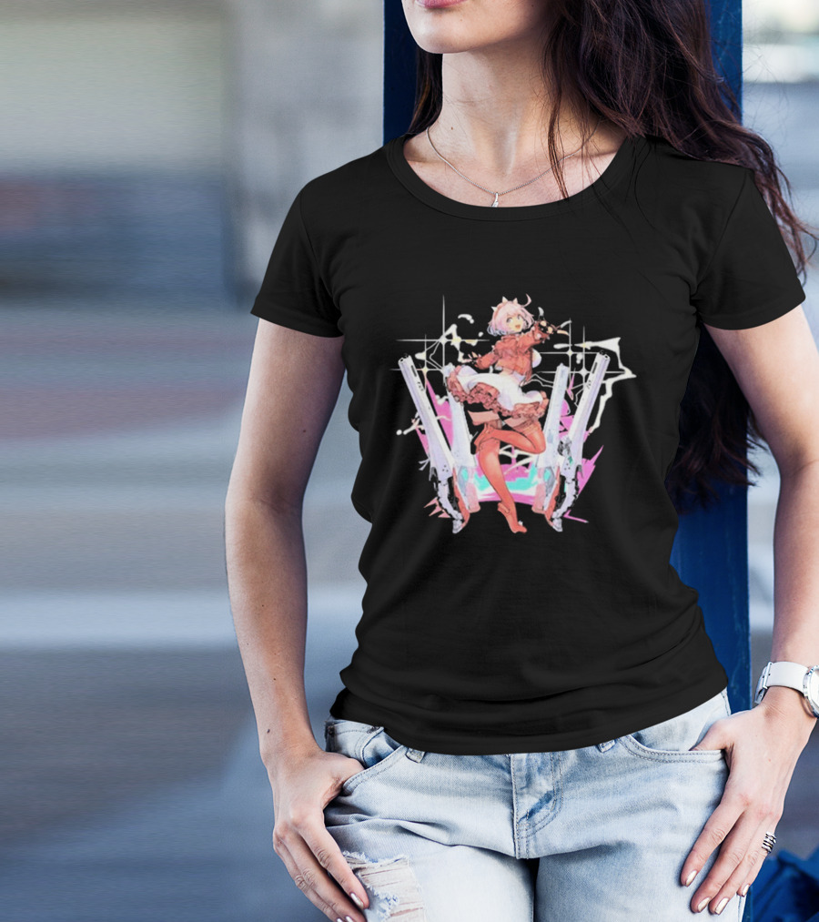 Guilty Gear Strive Elphelt Valentine Dual Gun Action Character T-Shirt