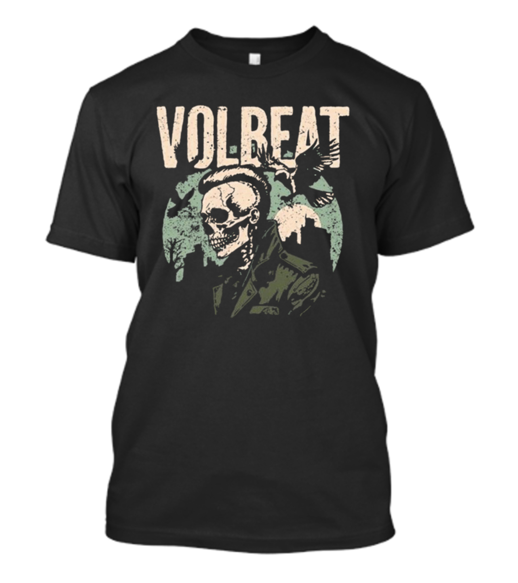 Volbeat Skull Artwork With Flying Bird Scene T-Shirt