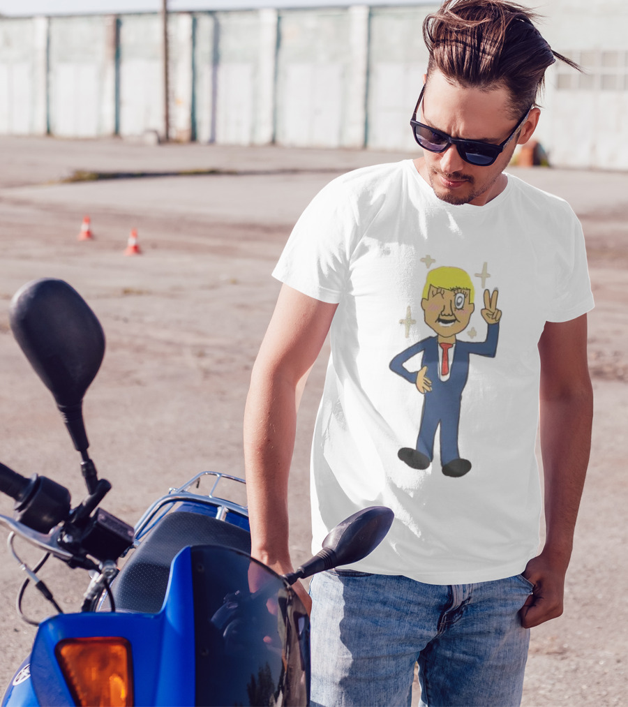 Kawaii Trump Cartoon Peace Gesture With Sparkles T-Shirt