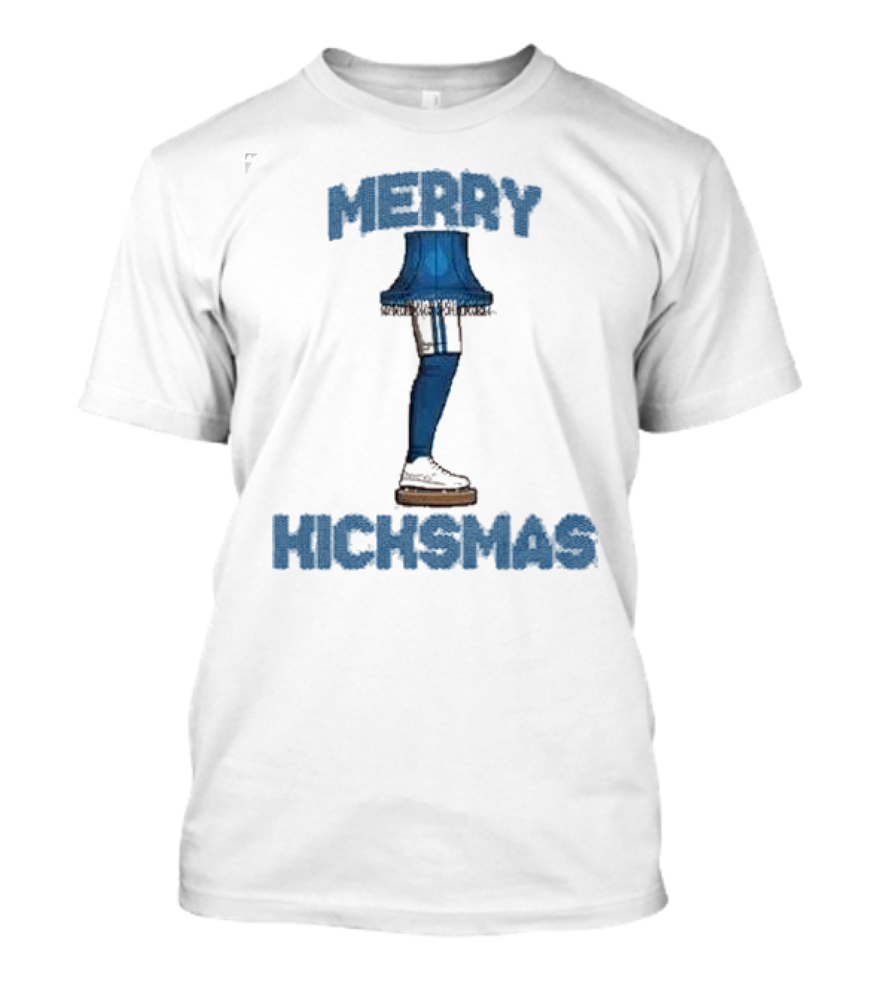 Detroit Lions Merry Kicksmas Leg Lamp Blue Football T-Shirt