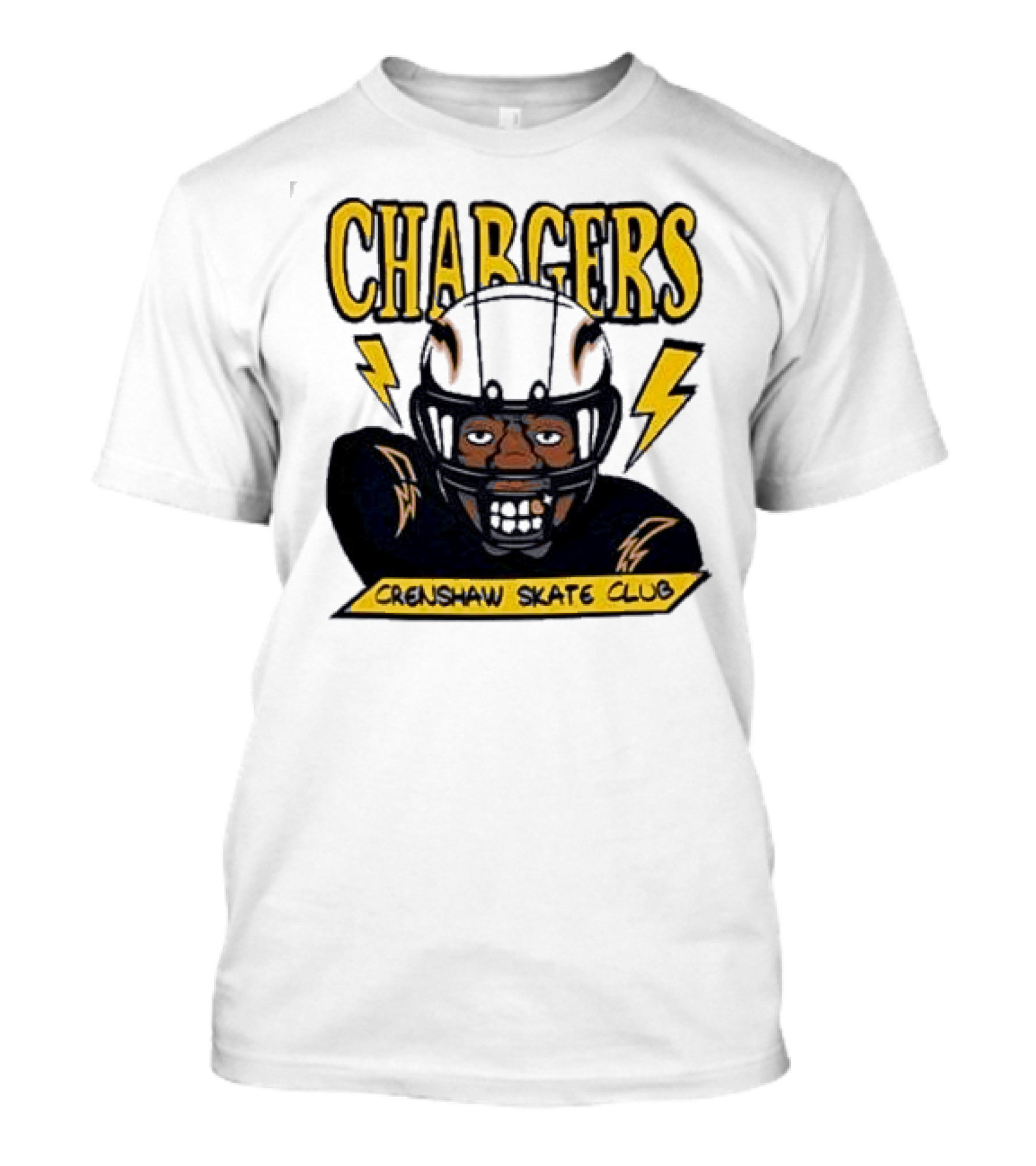 Chargers Crenshaw Skate Club Football Helmet Lightning Player T-Shirt