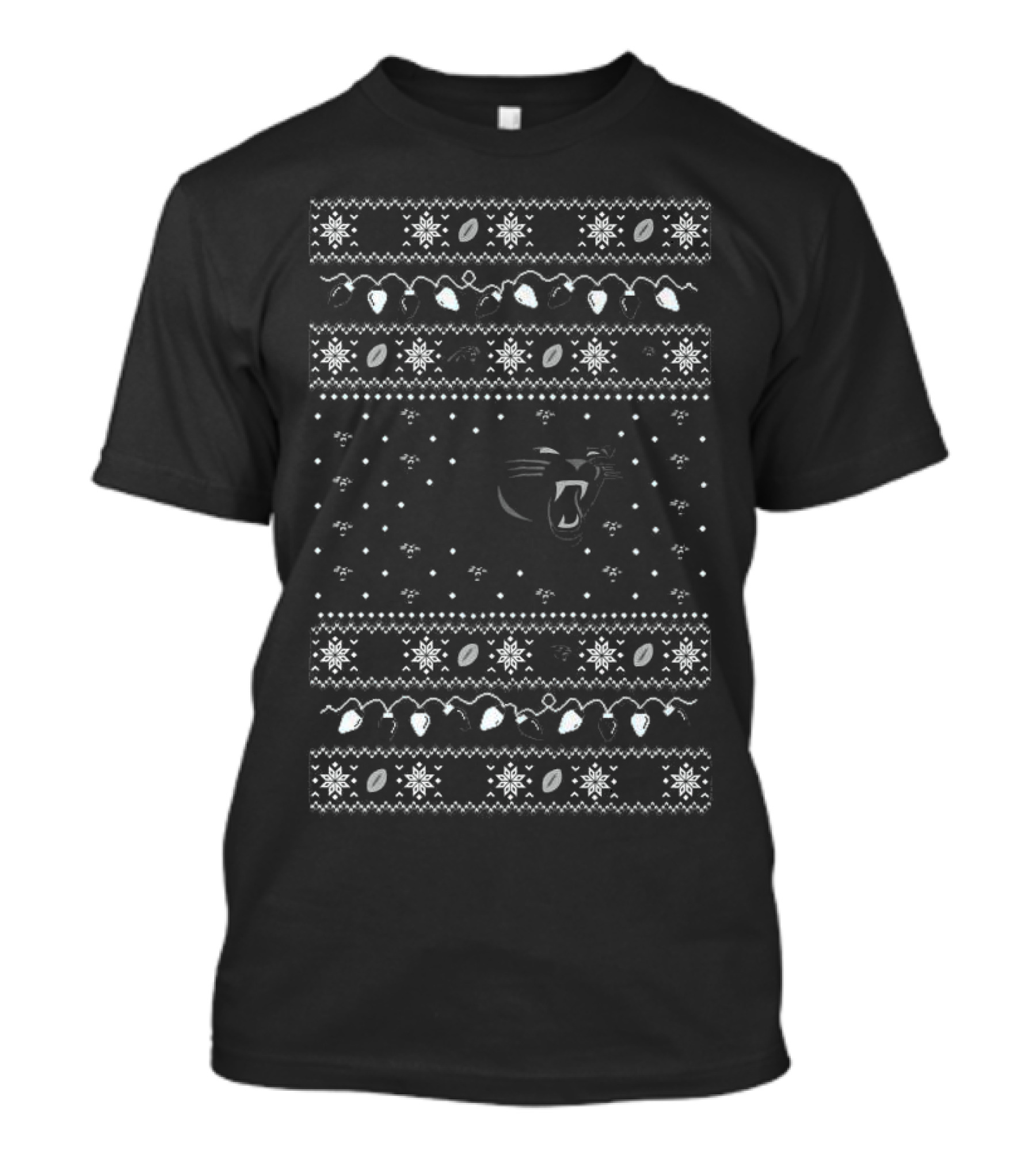 Carolina Panthers Holiday Lights Ugly Sweater T-Shirt