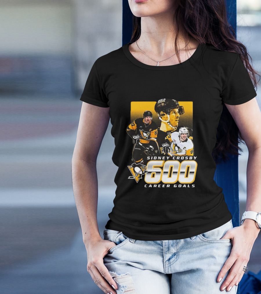 Sidney Crosby Pittsburgh Penguins 600 Career Goals NHL Achievement T-Shirt
