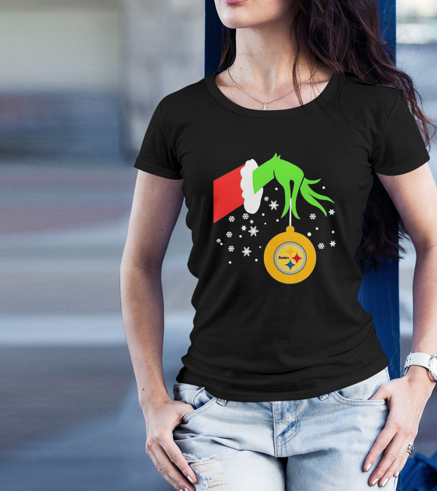Pittsburgh Steelers 2024 Christmas Ornament Grinch Hand Snowflakes T-Shirt