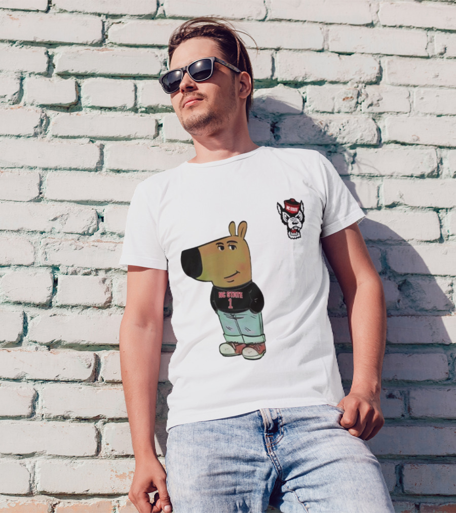 NC State Wolfpack Chill Guy Bear In Jersey And Jeans T-Shirt