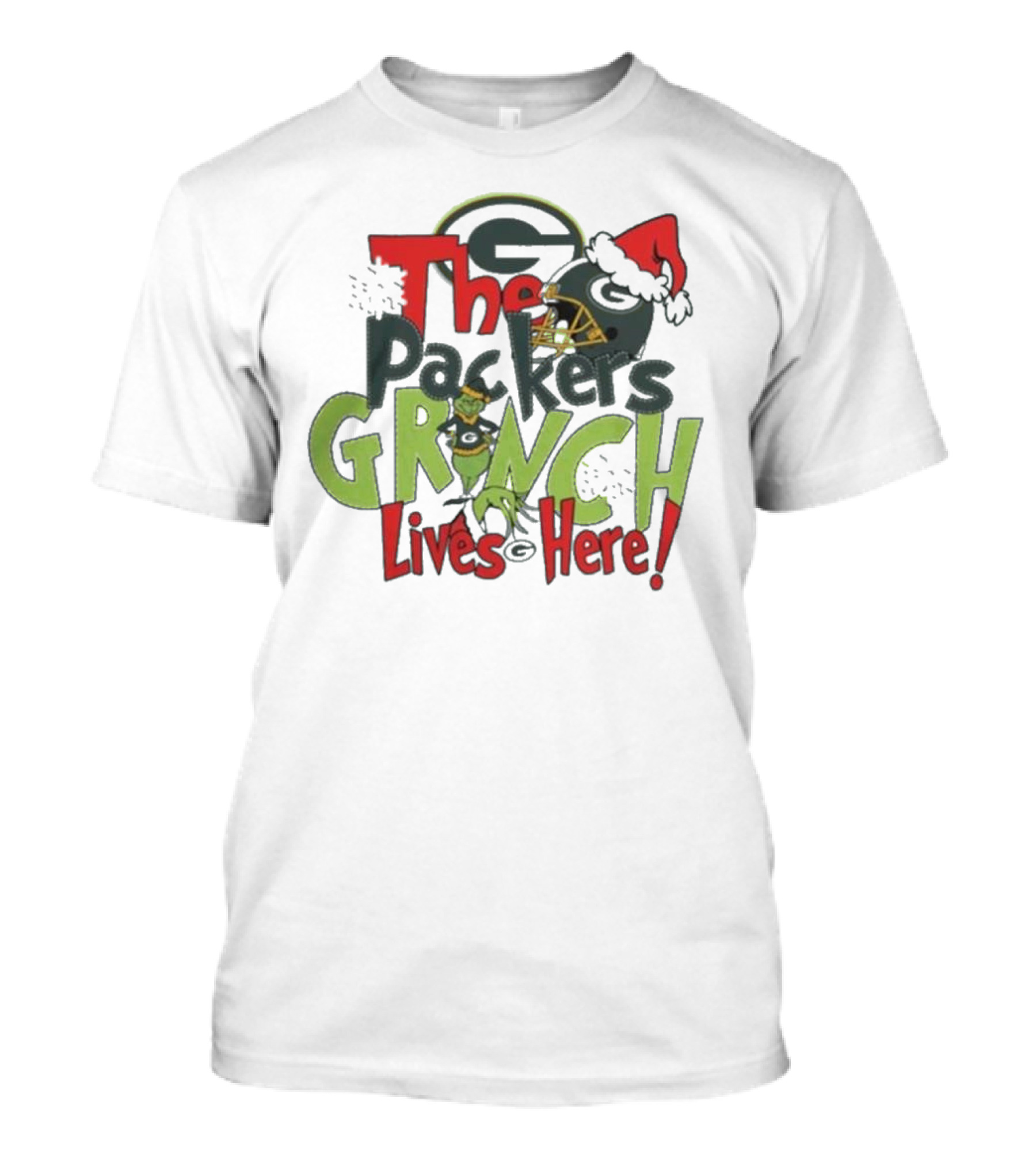 The Packers Grinch Lives Here 2024 Christmas Edition T-Shirt