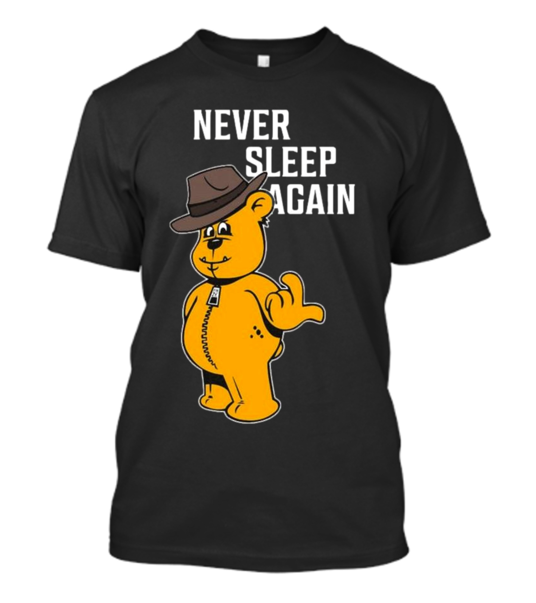 Zwart Wanna Play Never Sleep Again Teddy Bear With Hat T-Shirt