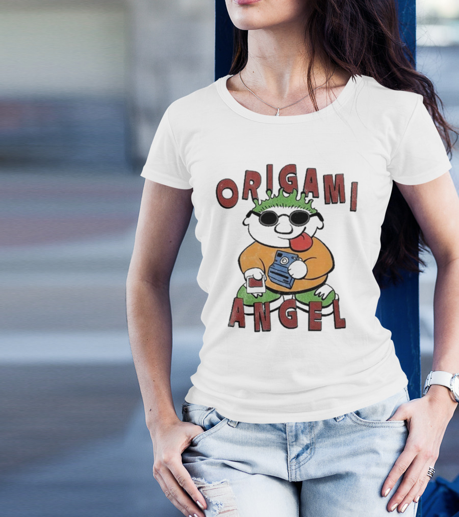 Origami Angel Cartoon Character With Camera And Sunglasses T-Shirt