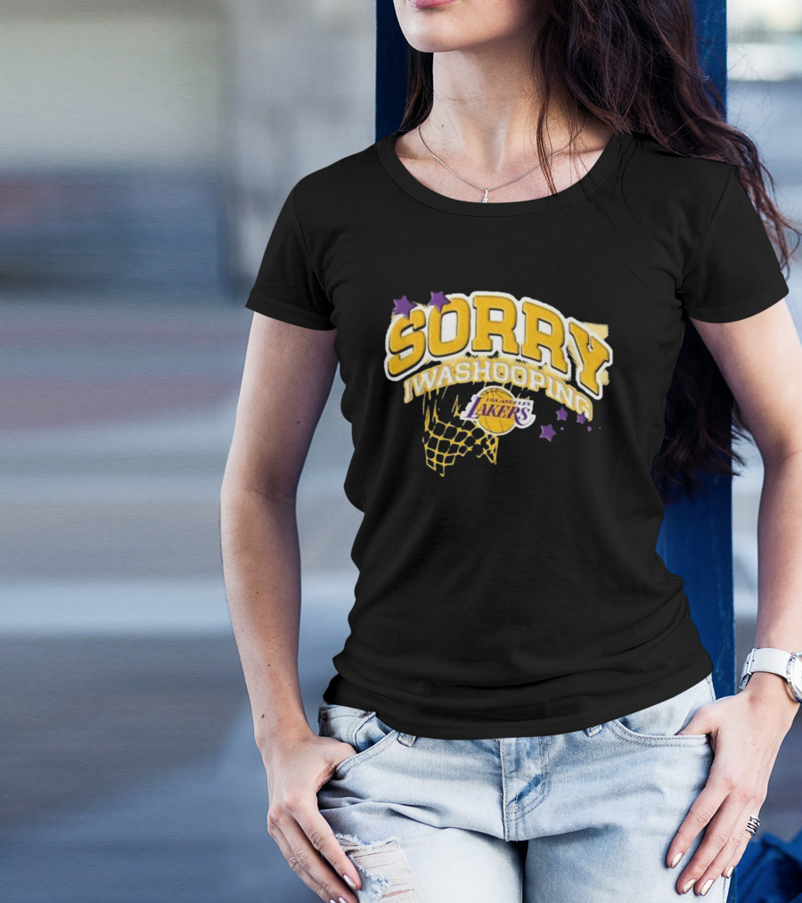 Los Angeles Lakers Sorry I Was Hooping Basketball Net And Stars T-Shirt