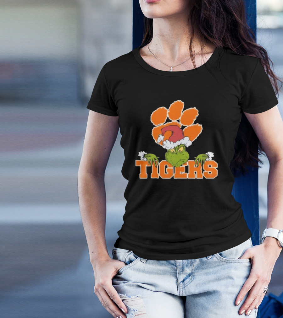 NCAA Clemson Tigers Grinch Christmas Football T-Shirt