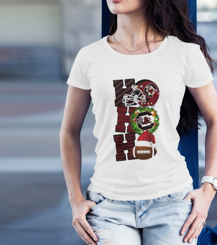 South Carolina Gamecocks Ho Ho Ho Christmas Football Game Day T-Shirt