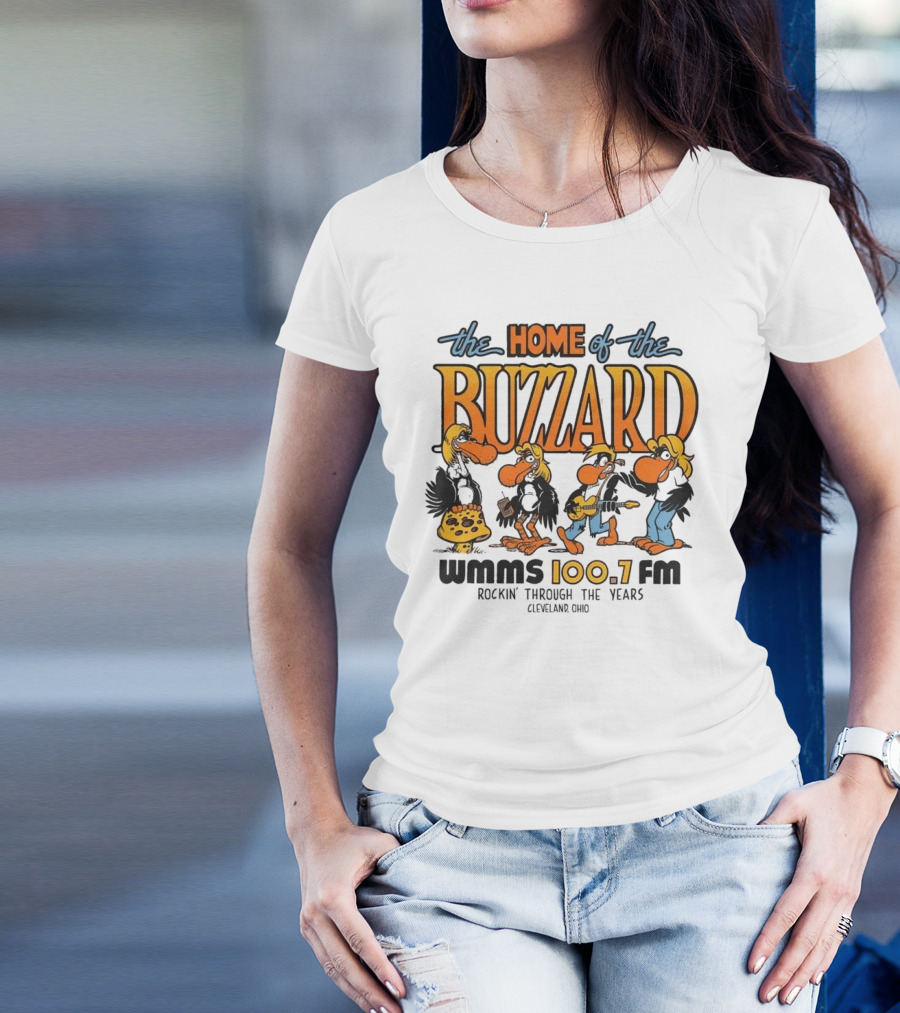 WMMS 100.7 FM The Home Of The Buzzard Rockin Through The Years Cleveland Ohio T-Shirt