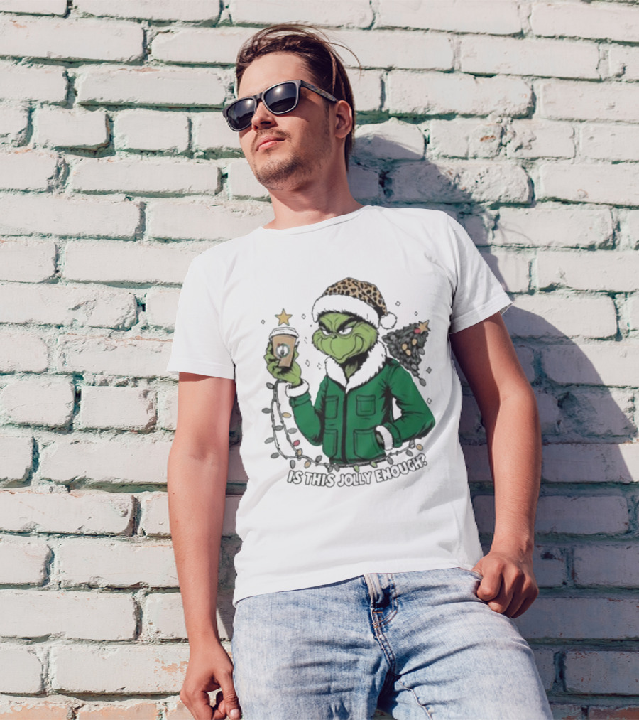 Boston Celtics X Santa Grinch Is This Jolly Enough Merry Christmas Coffee Lights Tree T-Shirt