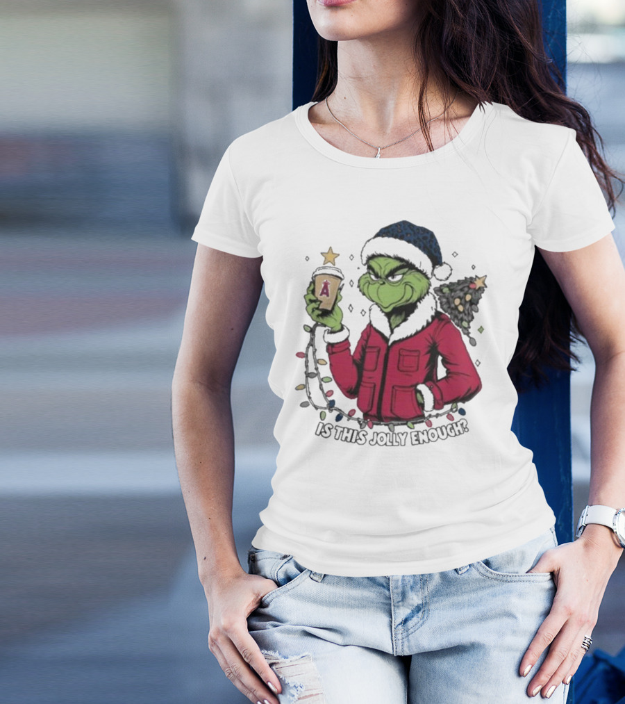 Merry Christmas Los Angeles Angels Santa Grinch Is This Jolly Enough T-Shirt