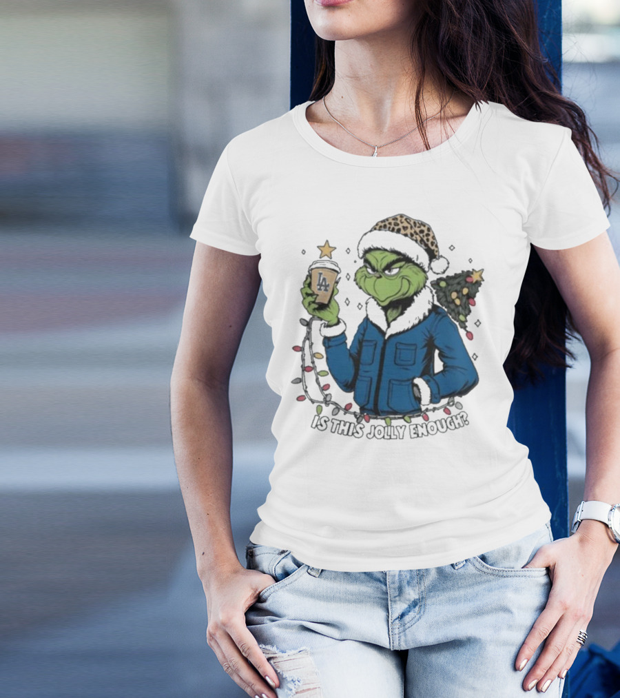 Los Angeles Dodgers Santa Grinch Is This Jolly Enough Merry Christmas T-Shirt