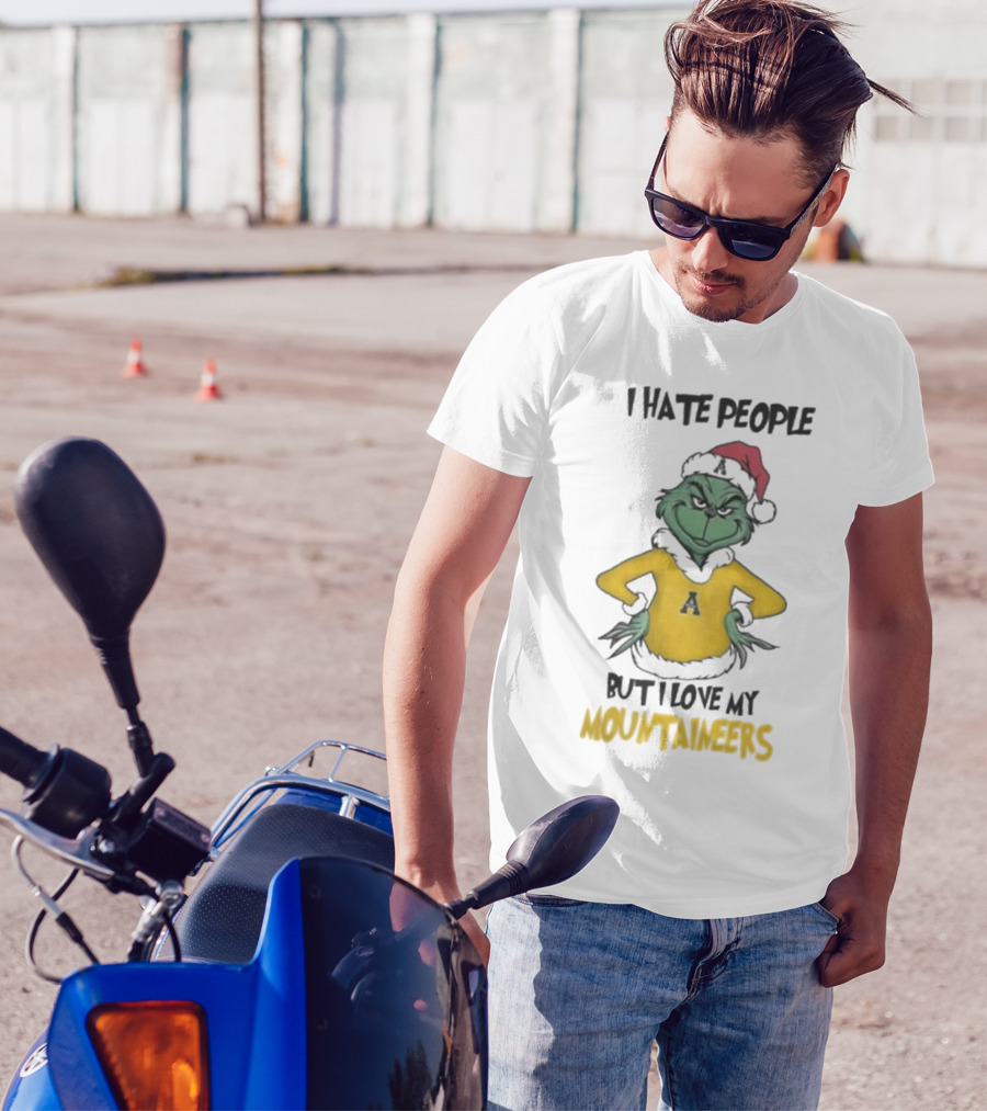 I Hate People But I Love My Appalachian State Mountaineers Grinch Santa Holiday Spirit T-Shirt