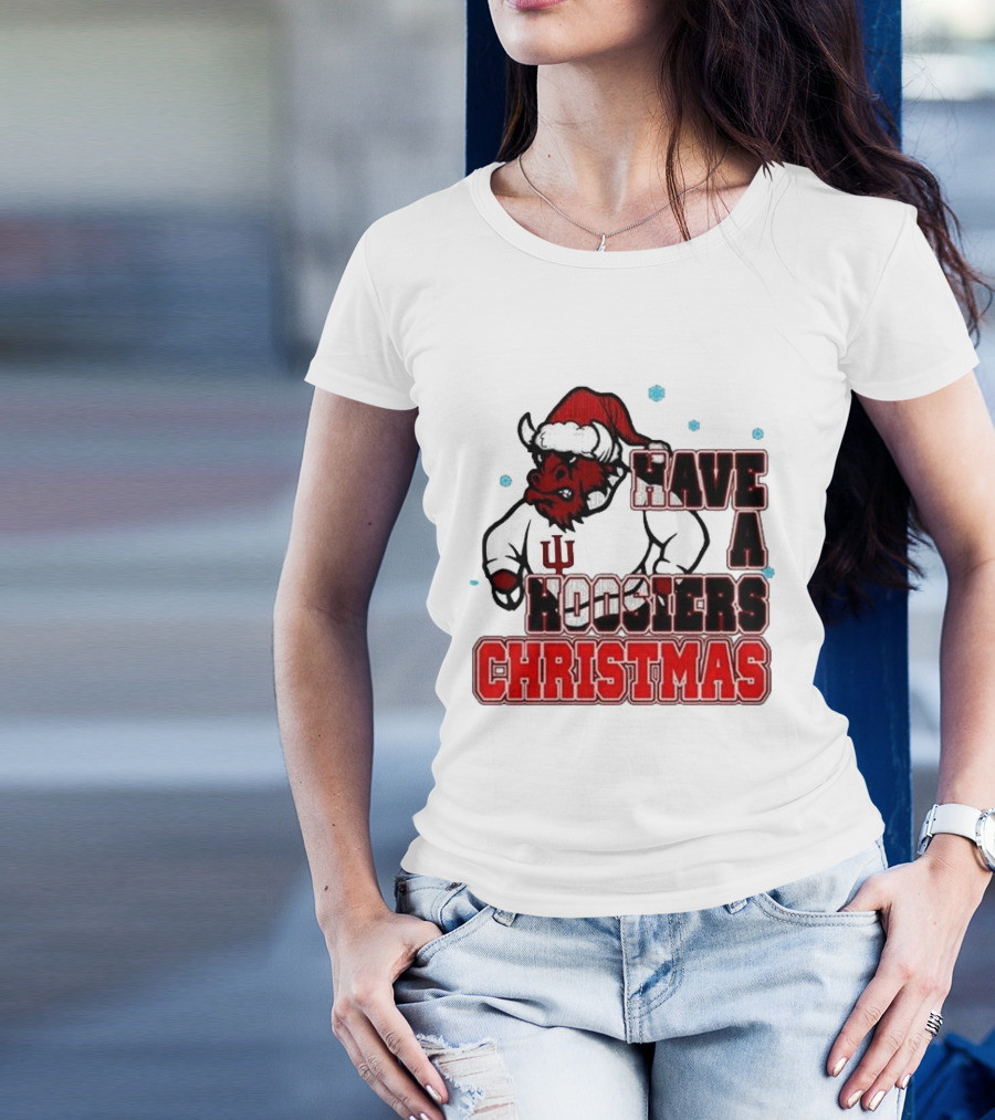 Have A Hoosiers Christmas Indiana Hoosiers Santa Mascot T-Shirt