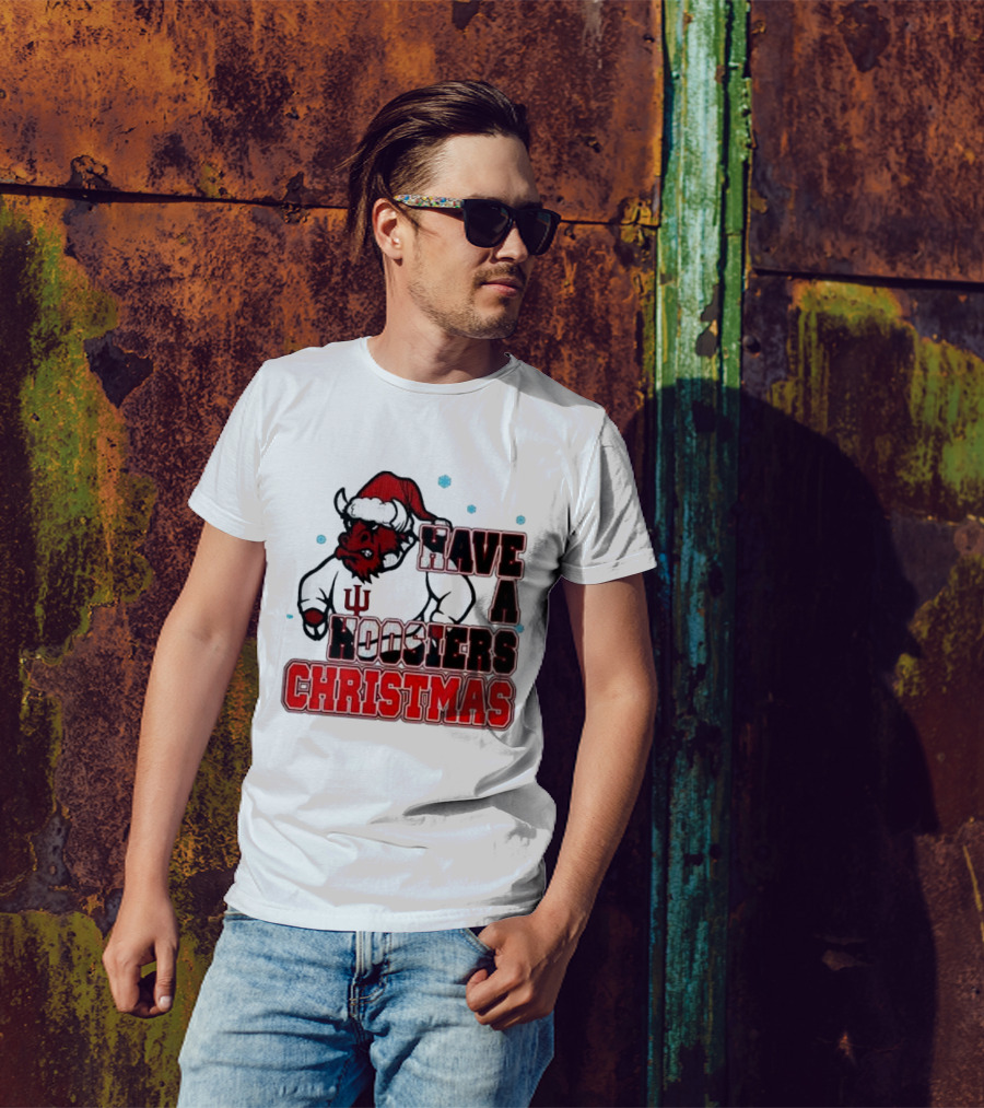 Have A Hoosiers Christmas Indiana Hoosiers Santa Mascot T-Shirt