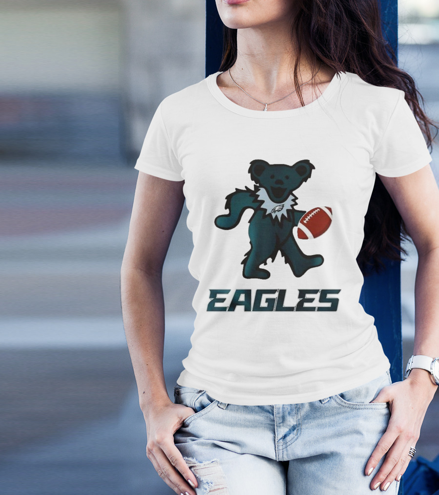 Eagles Football Bear With Grateful Dead Influence T-Shirt