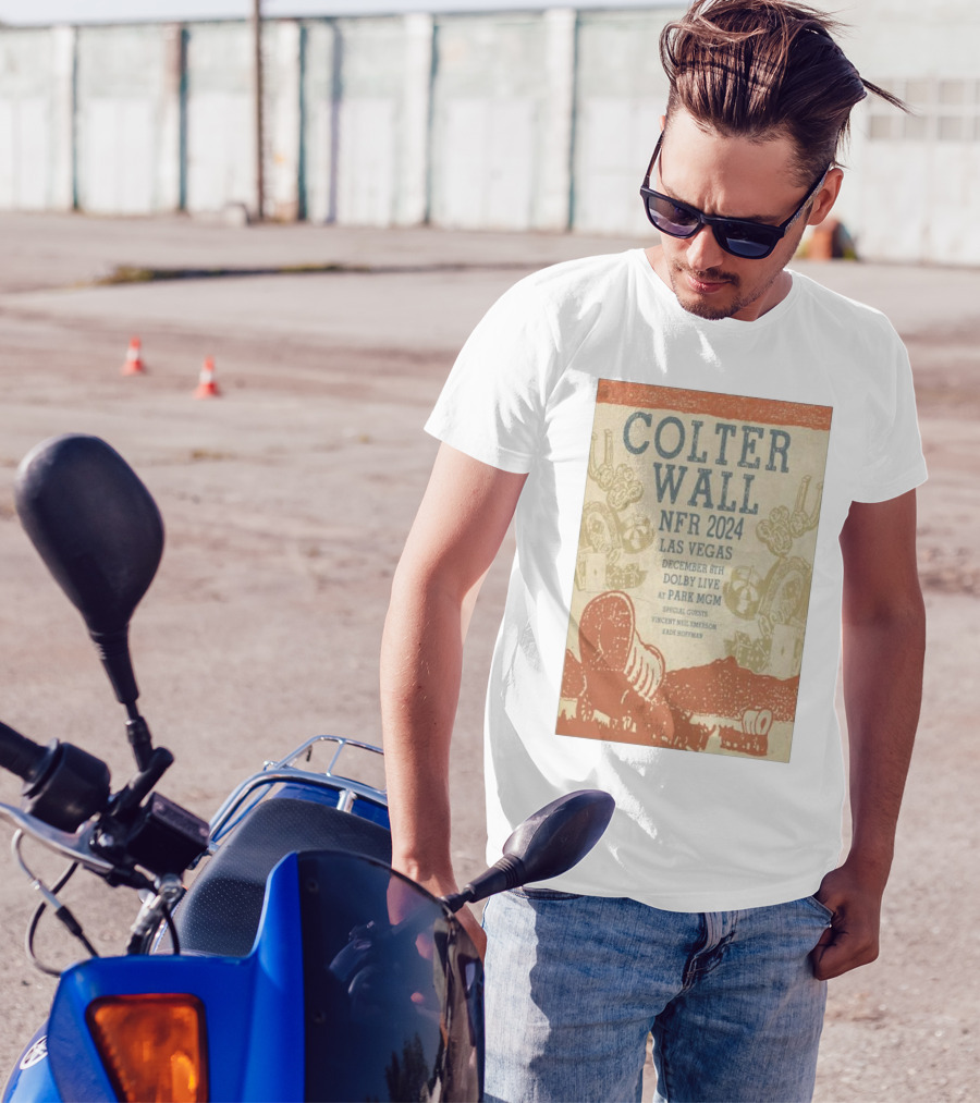 Colter Wall NFR 2024 Las Vegas December 8th Dolby Live At Park MGM Special Guests Vincent Neil Emerson And Eadie Hoffman T-Shirt