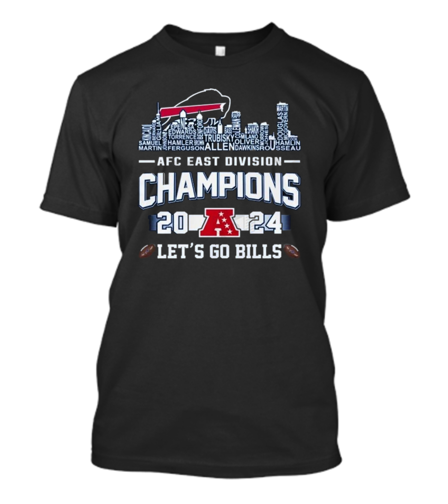 AFC East Division Champions 2024 Buffalo Bills Skyline Logo Let's Go Bills T-Shirt
