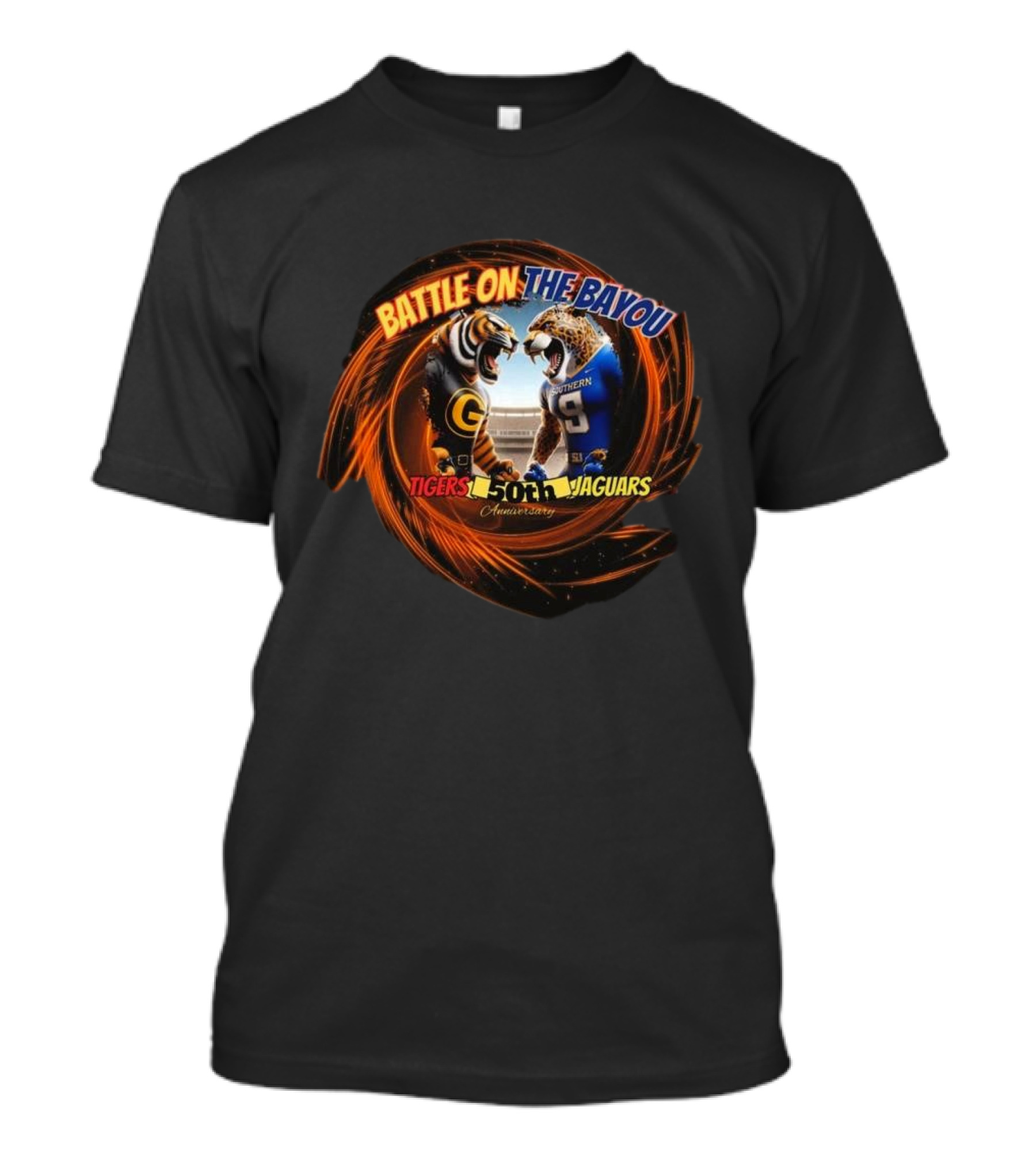 Battle On The Bayou Grambling State Tigers Vs Southern Jaguars 50th Anniversary T-Shirt