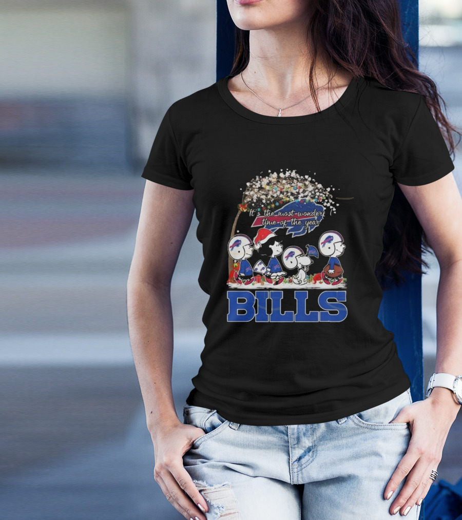 Peanuts Characters Buffalo Bills NFL Christmas It’s The Most Wonderful Time Of The Year T-Shirt