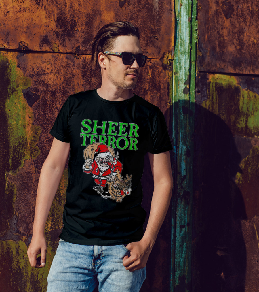 Screw Yule Sheer Terror Santa With Angry Reindeer T-Shirt