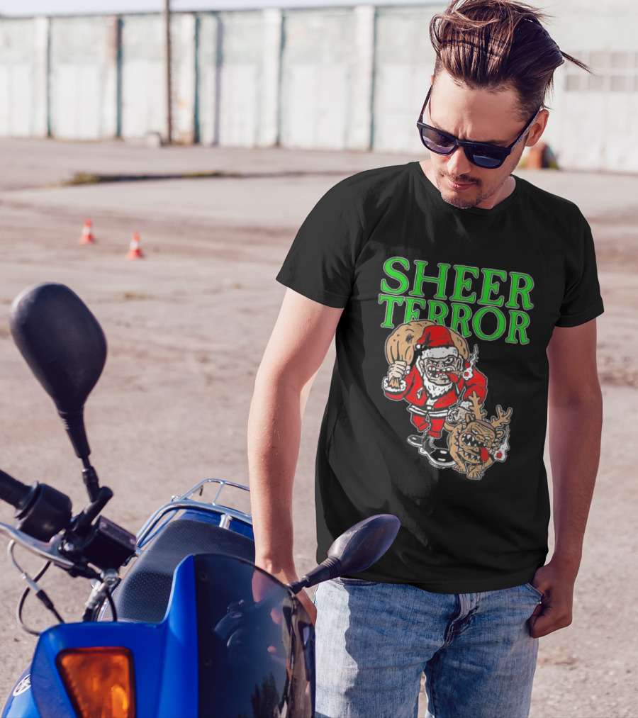 Screw Yule Sheer Terror Santa With Angry Reindeer T-Shirt