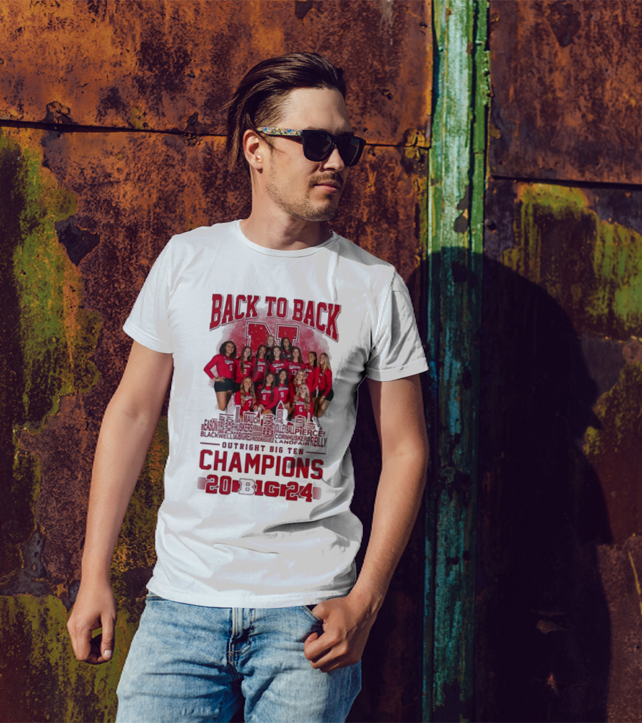 Back To Back Nebraska Cornhuskers Volleyball Outright Big Ten Champions 2024 Skyline Team Names T-Shirt