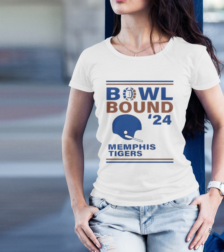 Bowl Bound '24 Memphis Tigers Football Helmet T-Shirt