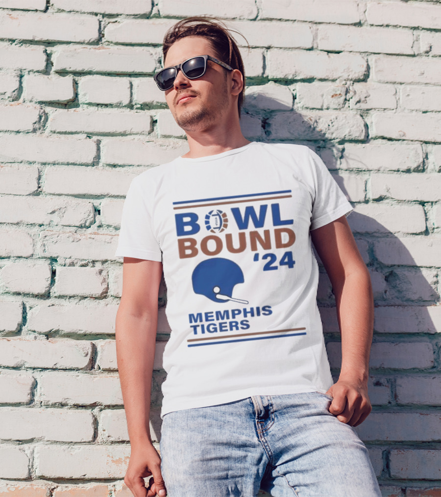 Bowl Bound '24 Memphis Tigers Football Helmet T-Shirt
