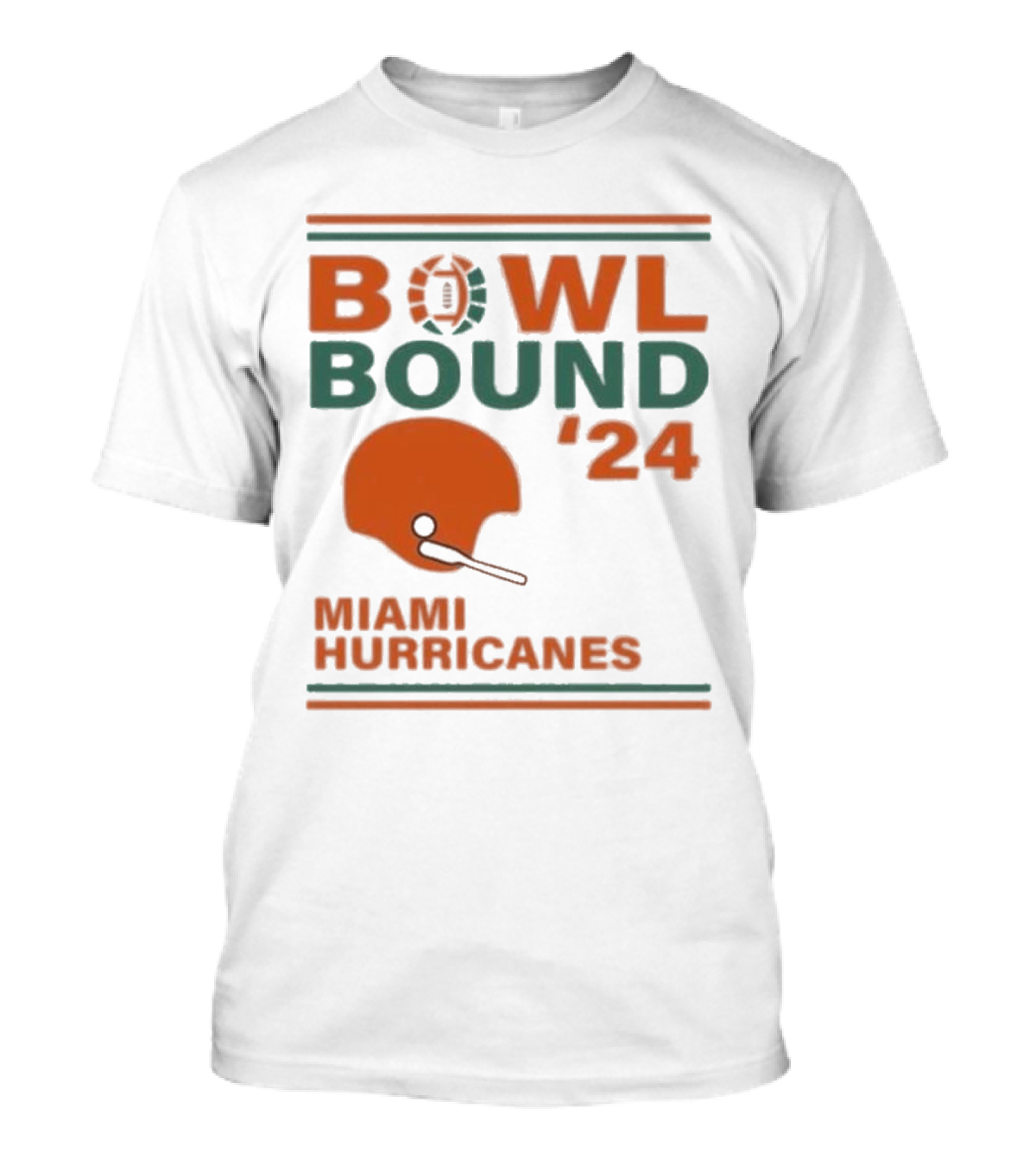 Miami Hurricanes Bowl Bound '24 Helmet Football T-Shirt