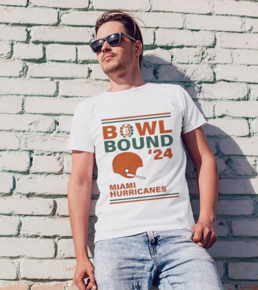 Miami Hurricanes Bowl Bound '24 Helmet Football T-Shirt
