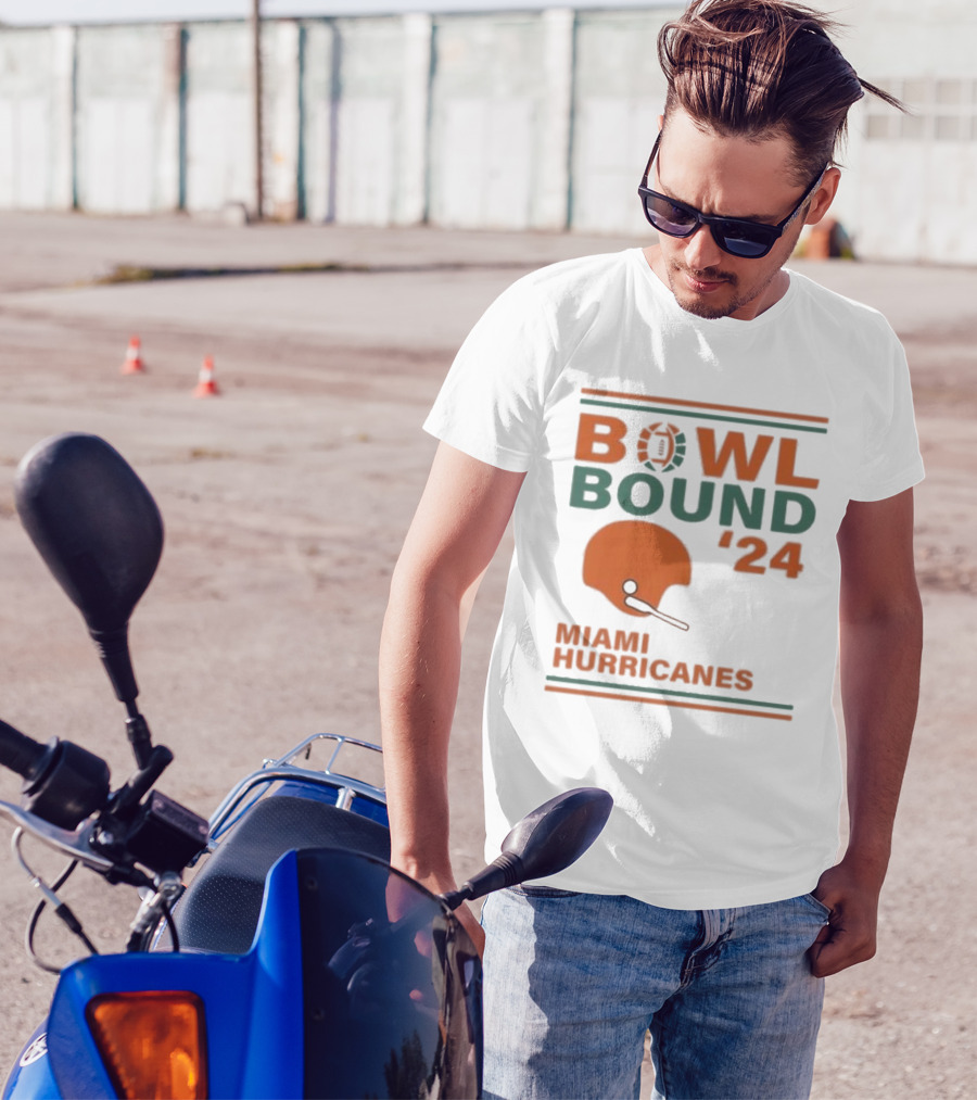 Miami Hurricanes Bowl Bound '24 Helmet Football T-Shirt