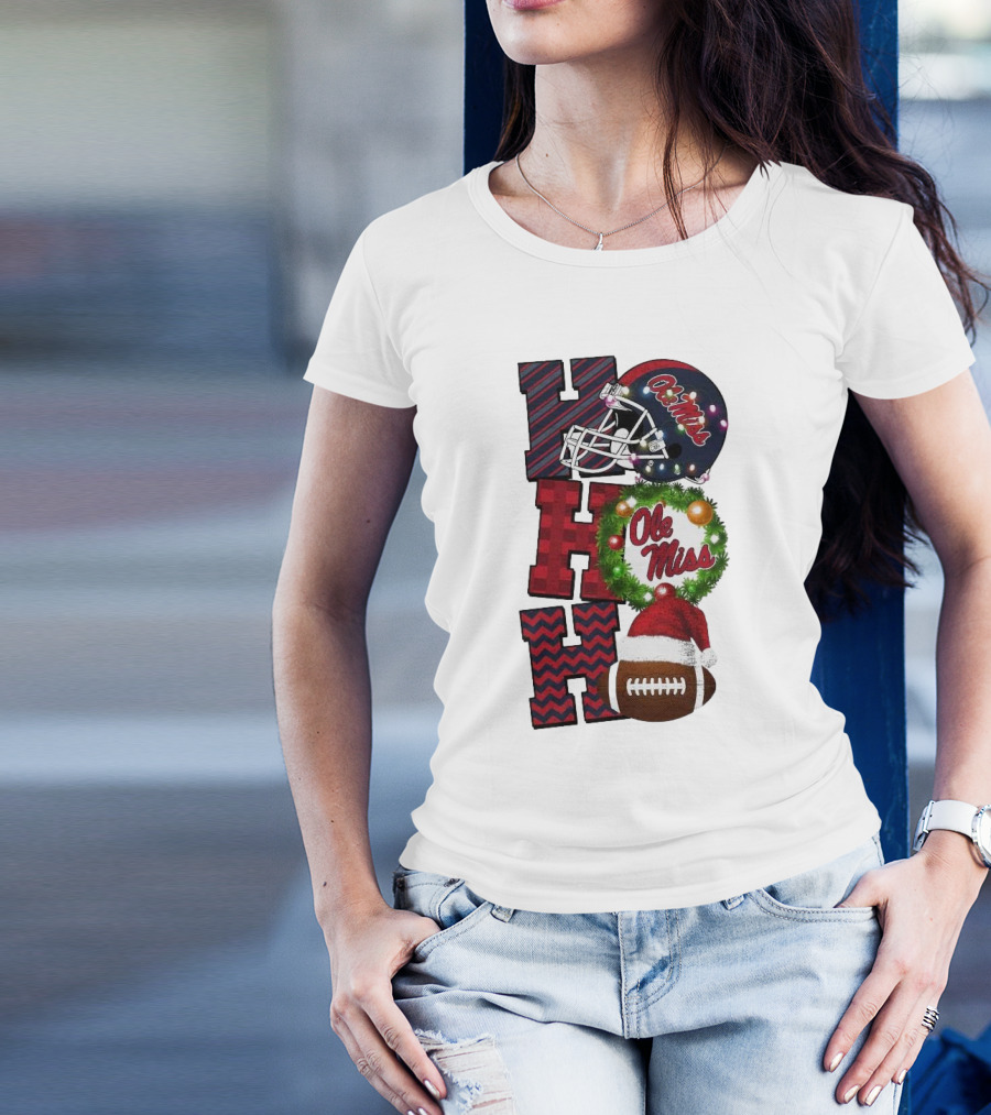 Ole Miss Rebels Ho Ho Ho Christmas Football Helmet Game Day T-Shirt