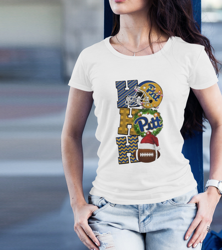 Pitt Christmas Game Day Ho Ho Ho Panthers Football T-Shirt