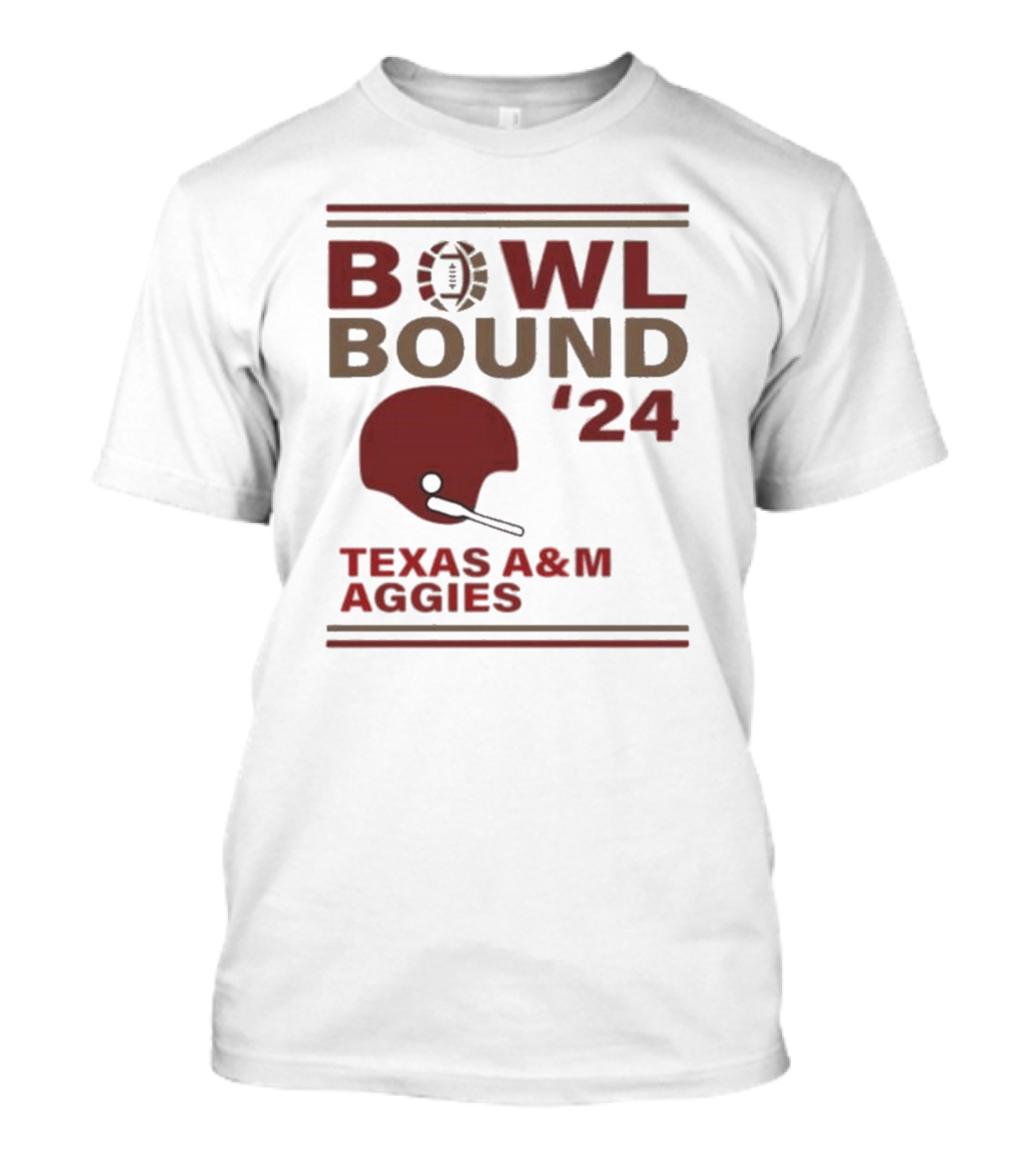 Texas A&M Aggies Bowl Bound '24 Helmet Football Championship T-Shirt