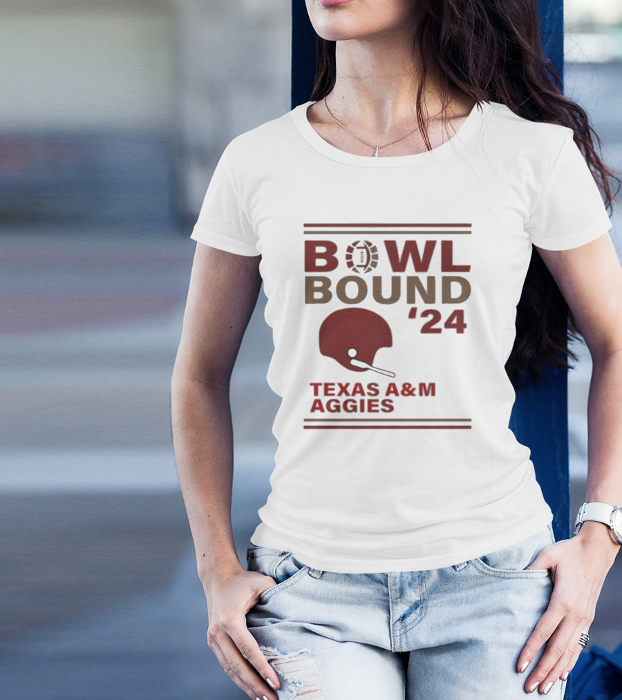 Texas A&M Aggies Bowl Bound '24 Helmet Football Championship T-Shirt