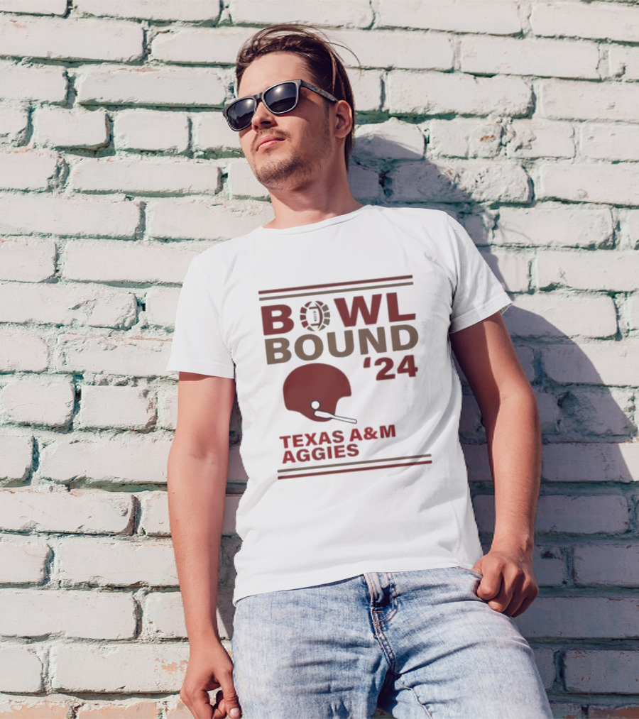Texas A&M Aggies Bowl Bound '24 Helmet Football Championship T-Shirt
