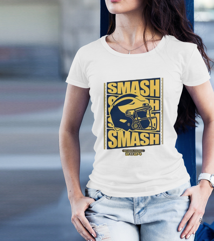 Michigan Football Smash Helmet T-Shirt