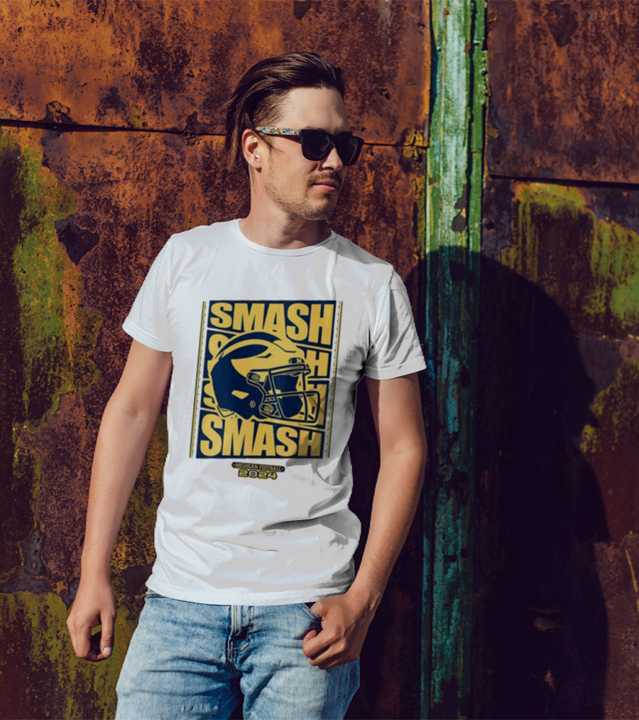 Michigan Football Smash Helmet T-Shirt
