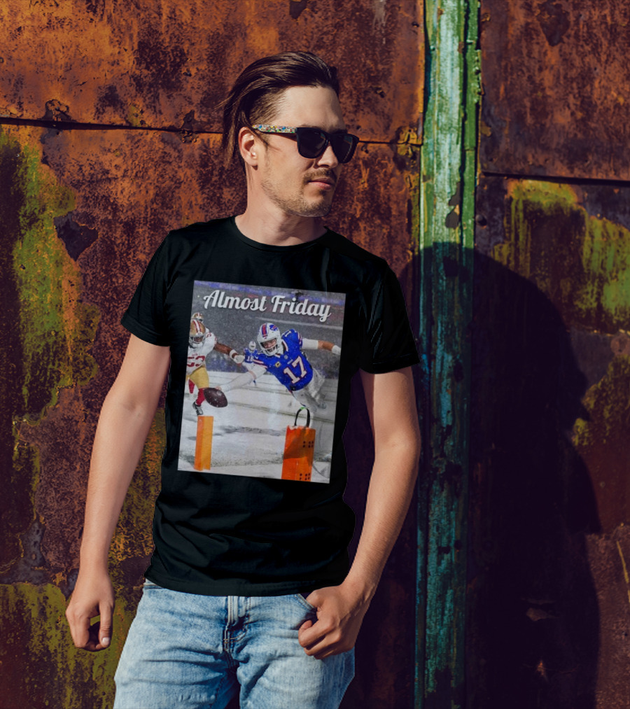 Almost Friday Josh Allen Diving Touchdown Snow Football T-Shirt