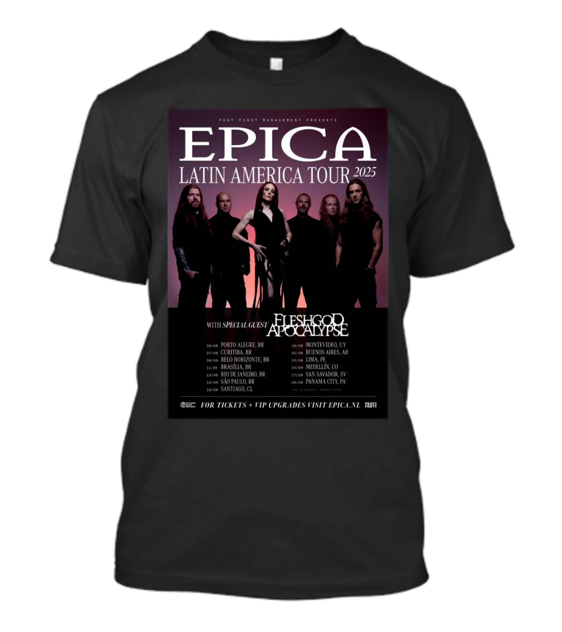 Epica Latin America Tour 2025 With Special Guest Fleshgod Apocalypse T-Shirt