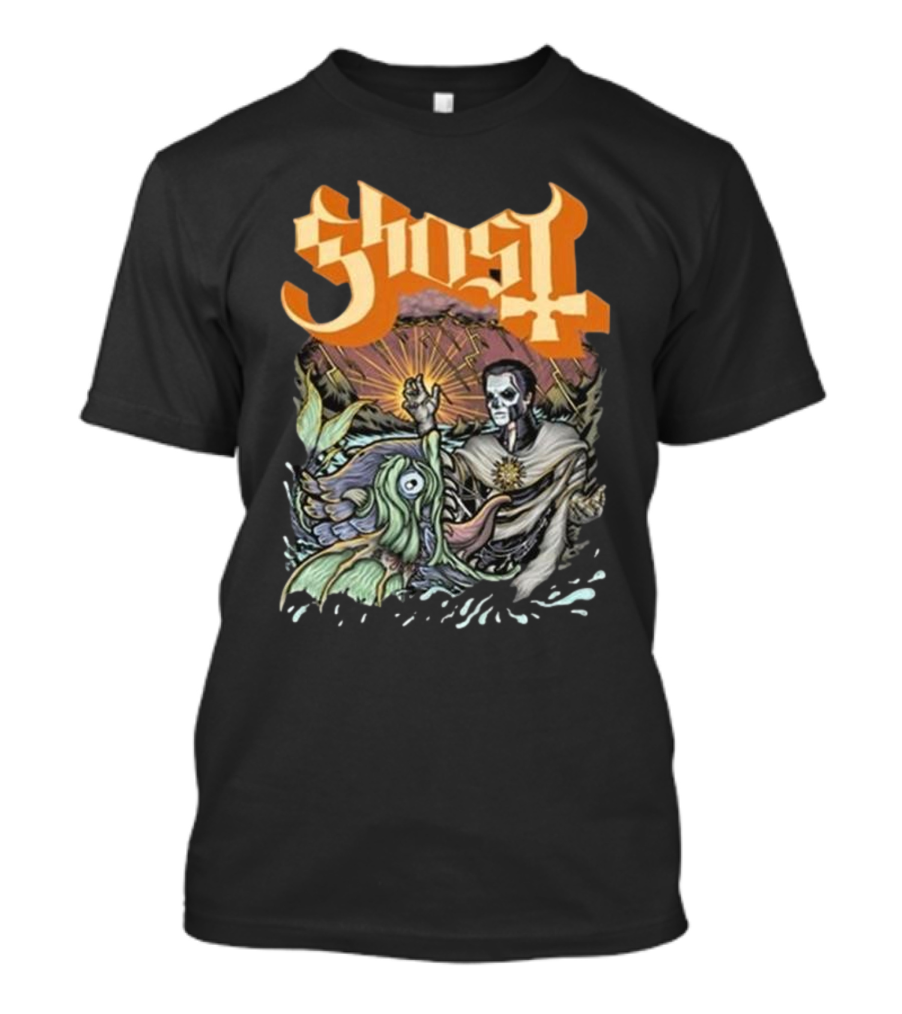 Ghost Papa And The Whale Legendary Encounter With Rising Sun Background T-Shirt
